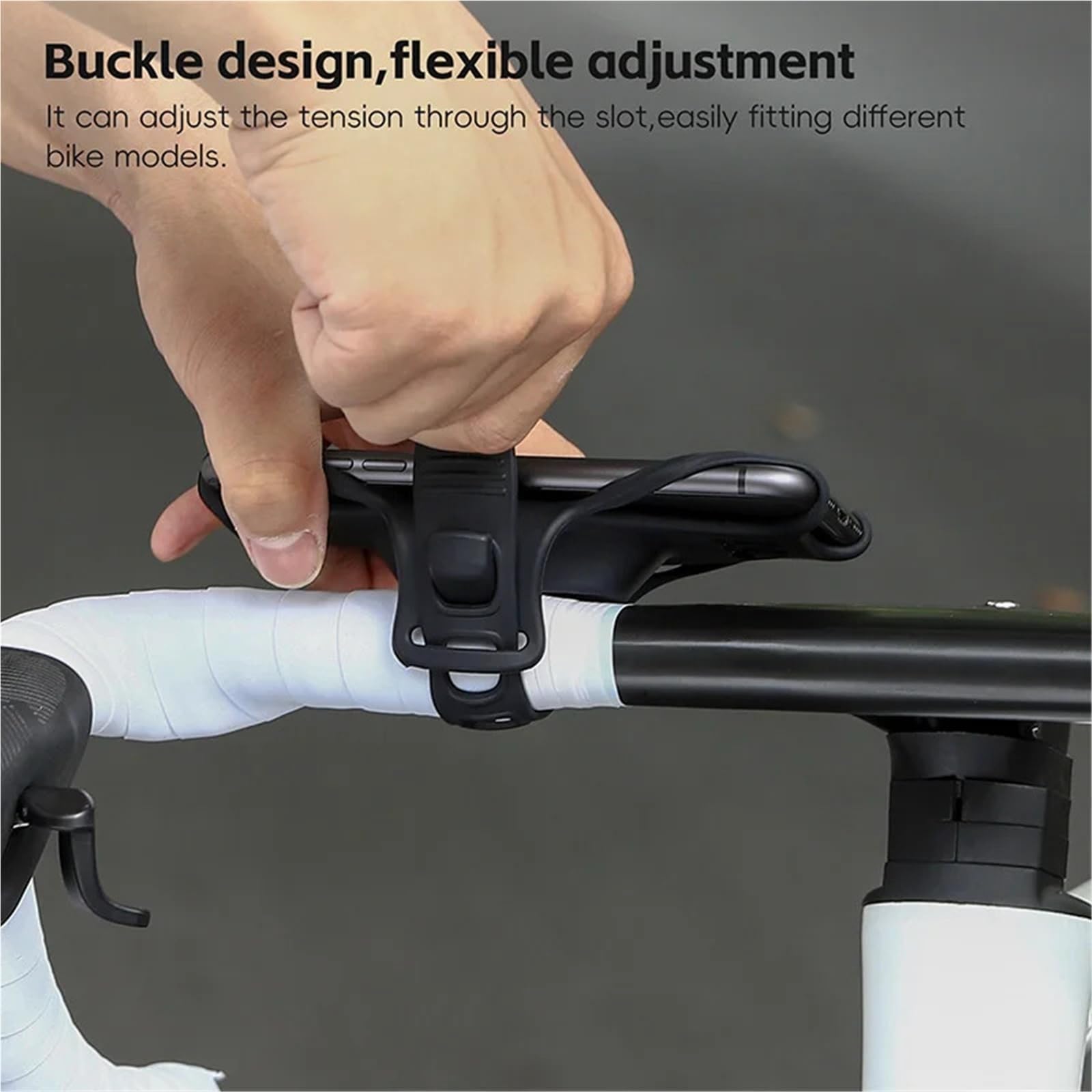 Support Telephone Velo Support for téléphone Portable de vélo Route VTT Support for en Silicone Guidon Forme Normale Accessoires universels(2PCS -Gray)