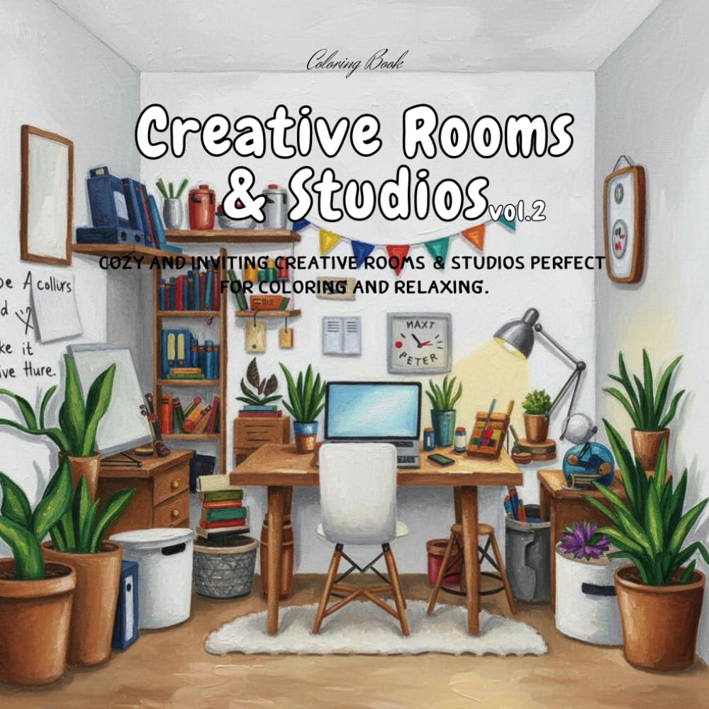 Creative Rooms & Studios Coloring Book – Vol.2: Cozy and Inviting Spaces for Coloring and Relaxation