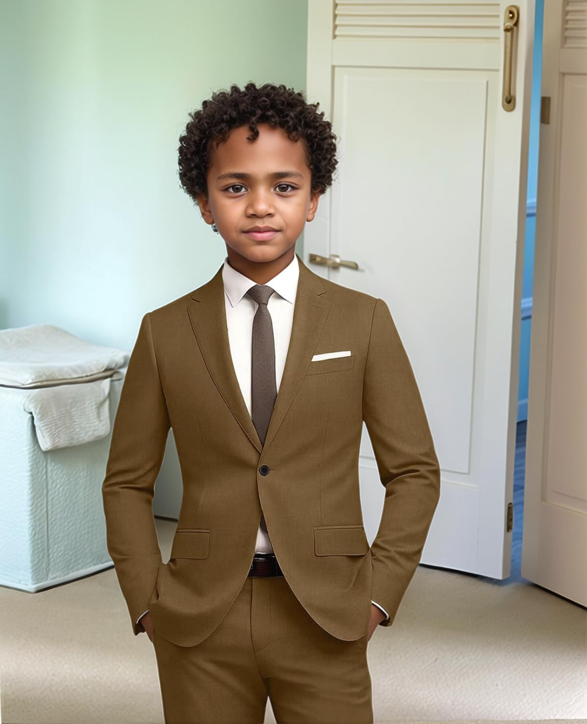 Boy Suit 2 Pieces Boys Slim Fit Suit Kids Tuxedo Suits for Boys Formal Outfit Blazer Pants Set Wedding
