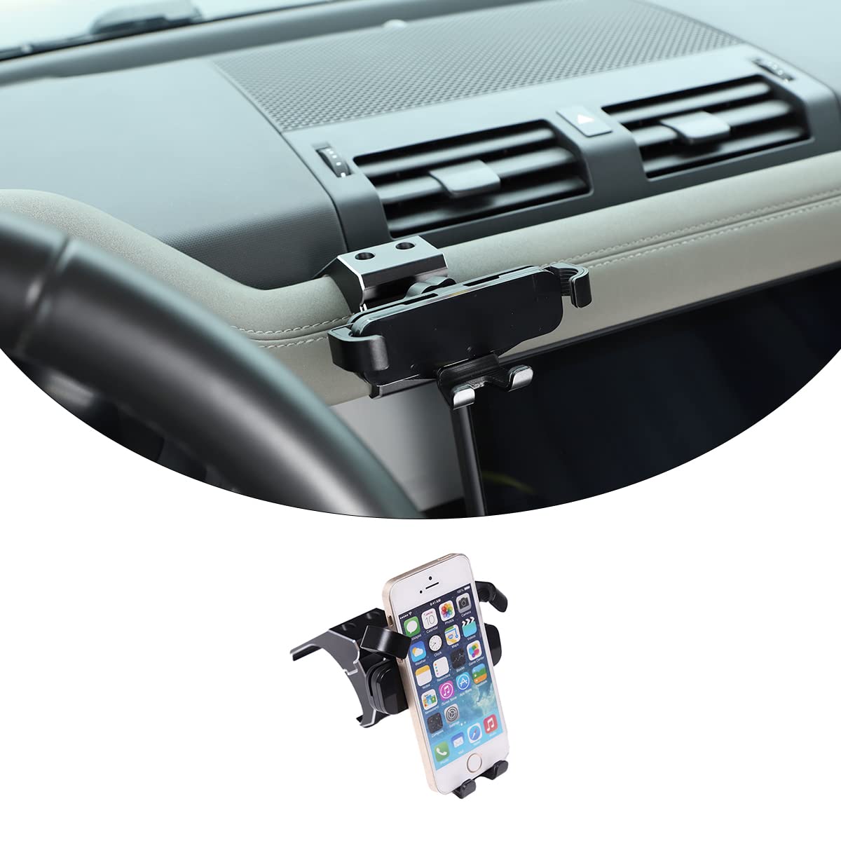Soporte de teléfono móvil para coche compatible con Land Rover Defender 2020-2023 | Soporte Gopro de aluminio de alta calidad (tipo G, una pieza) - Fijación universal para smartphone y cámara de