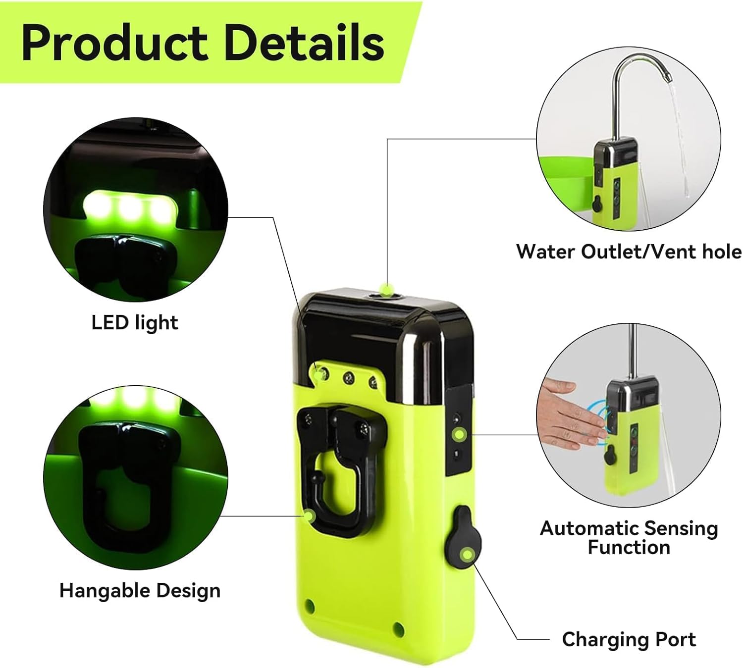 Aquarium Air Pump, Adjustable 3 Modes Fishing Oxygen Pump Quiet Bubbler Fish Tank Aerator with LED Light, USB Charging Portable Electric Air Pumps with Accessories
