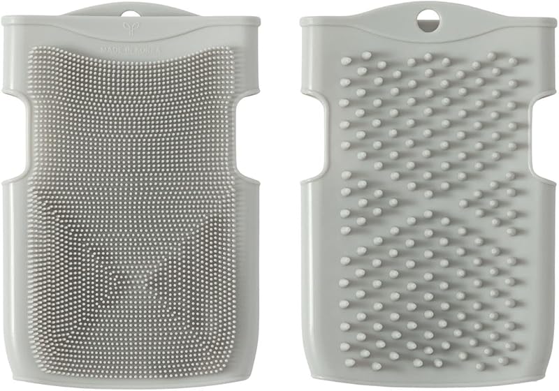Escova de silicone dupla face para banho e couro cabeludo Innobaby, Gray