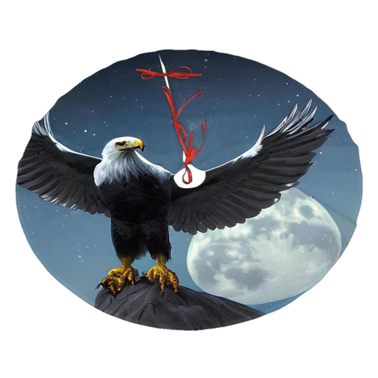 Eagle Under The Stars Printed Christmas Tree Skirt Christmas Plush Tree Skirt 36 inches (about91 cm) ChristmasIndoor and Outdoor