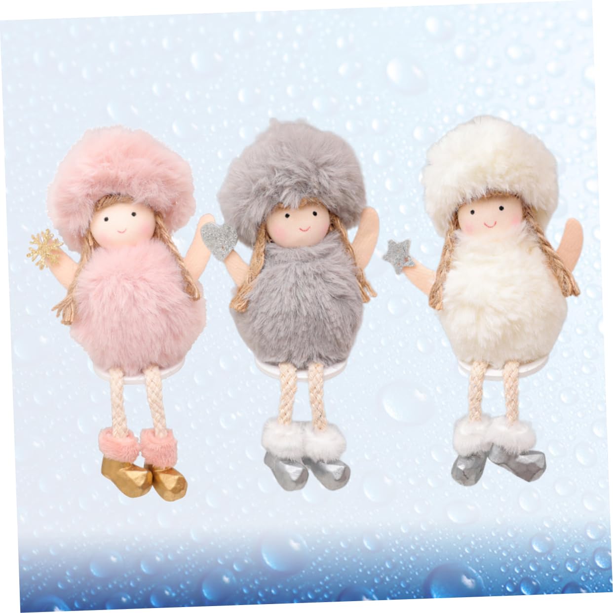 OUNONA 9piezas Adornos Navideños De Ángel Colgantes De Muñecos De Peluche para Decorar Árbol Pared y Ventanas Navidad