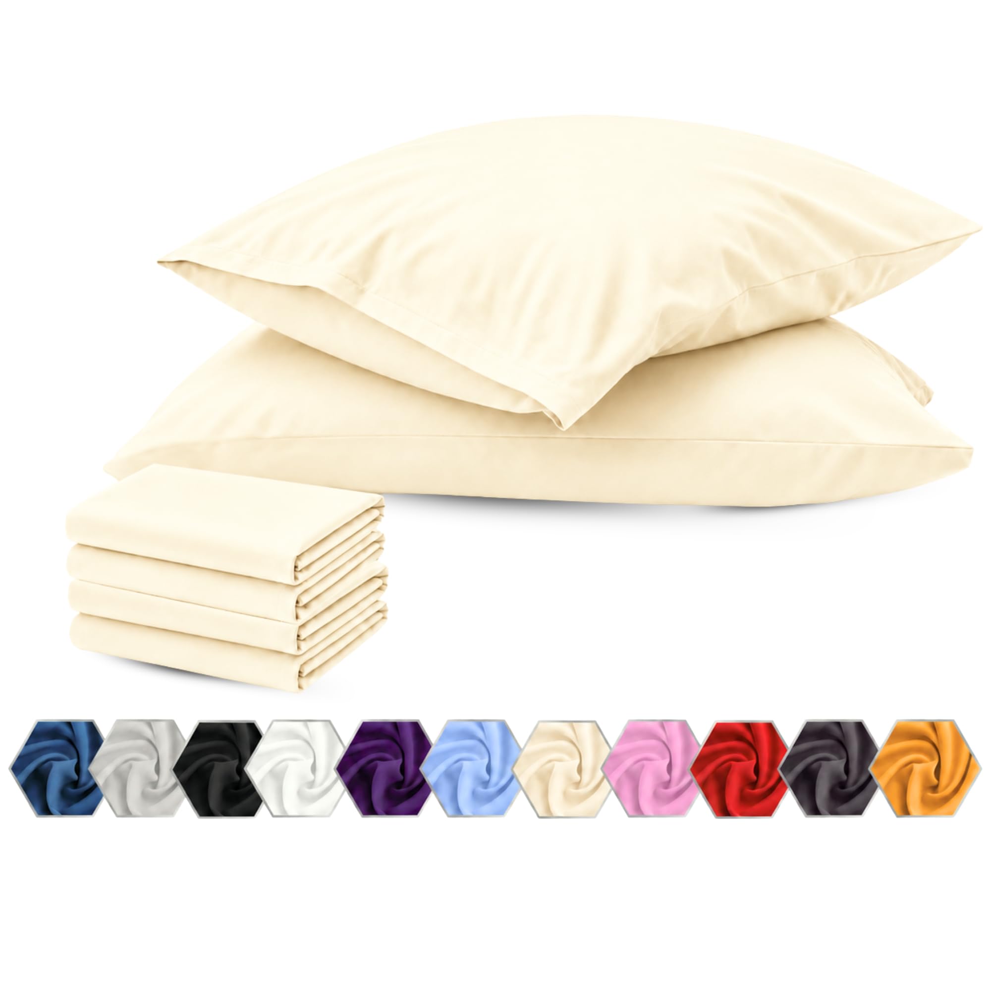 Pillow Cases 4 Pack Cream – 100% Brushed Microfiber Pillowcases — image 1