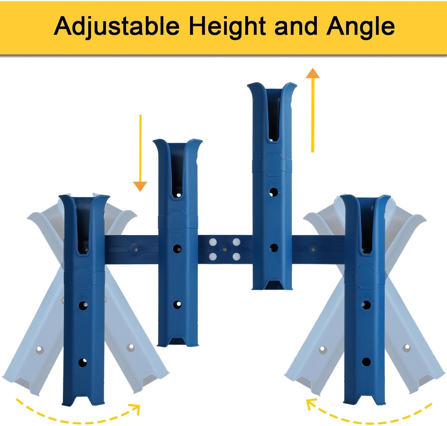 GearTrust 4-Tube Adjustable Fishing Rod Holder Bracket, Self-Adhesive Fishing Pole Holders for Garage Wall Mounted Fishing Rod Holders for Boat Wagon Golf Cart Cooler ATV Trailer- Navy Blue