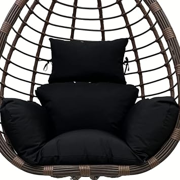 Egg Chair Cushion Waterproof Outdoor/Indoor-Thicken Hanging Basket Swing Cushion,Hanging Egg Chair Cushion Replacement with Headrest for Outdoor Patio Garden Furniture