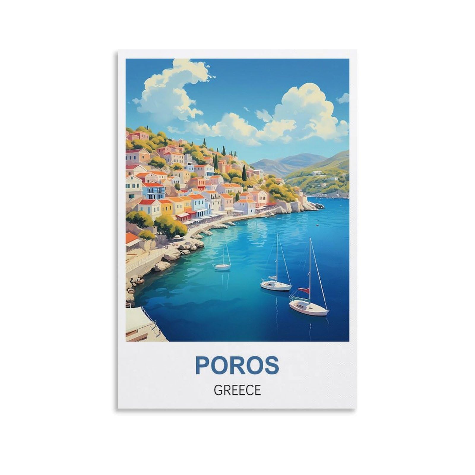 EZMLFA 5D Diamond Art Kits for Beginner,Poros Greece,Diamond Art House DIY Diamond Art Kits for Home Wall Decor 40x50cm