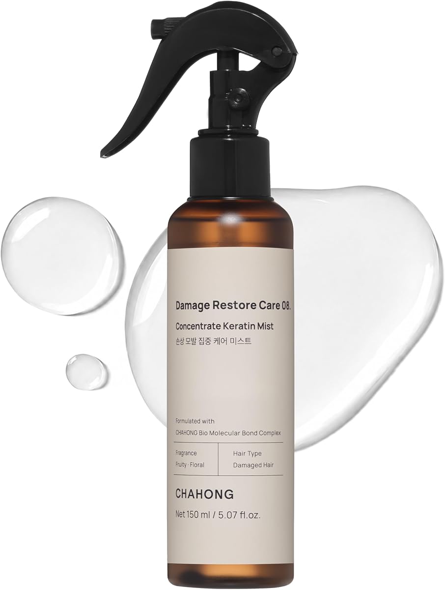 CHAHONG Queratina Aceite para el cabello sin enjuague con proteína hidrolizada 5 oz | Spray de aceite sin enjuague, liviano, no graso, agrega brillo y elasticidad, defensa contra el calor y la humedad, fácil de lavar