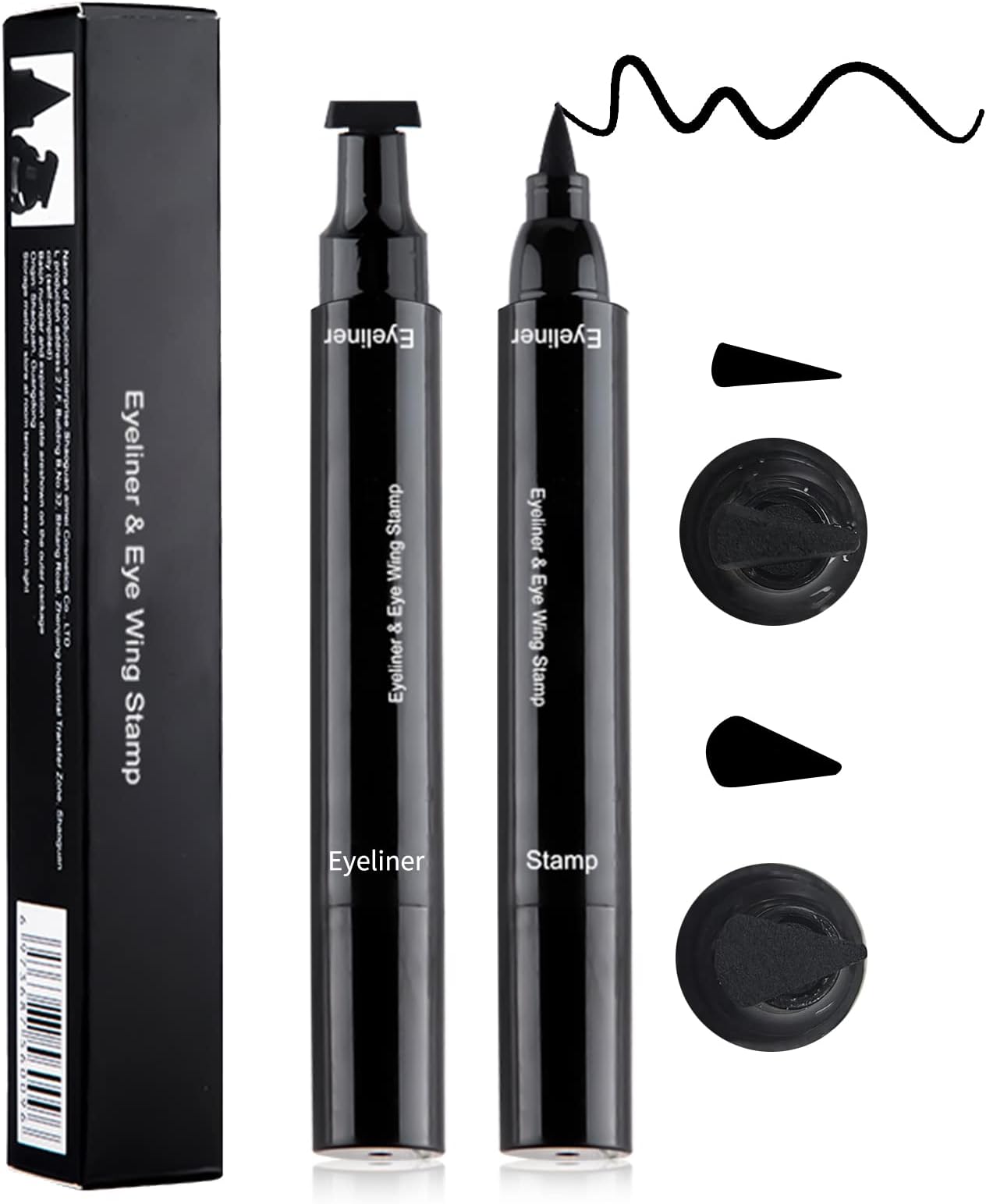 Erinde 2PCS 2 in 1 Eyeliner Stamp Winged Beauty Cat Eye Stamp, Waterproof Liquid Eyeliner pencil, Stamp Pen, Long Lasting and Smudgeproof, Easy to Use, Left and Right Wings Stamp