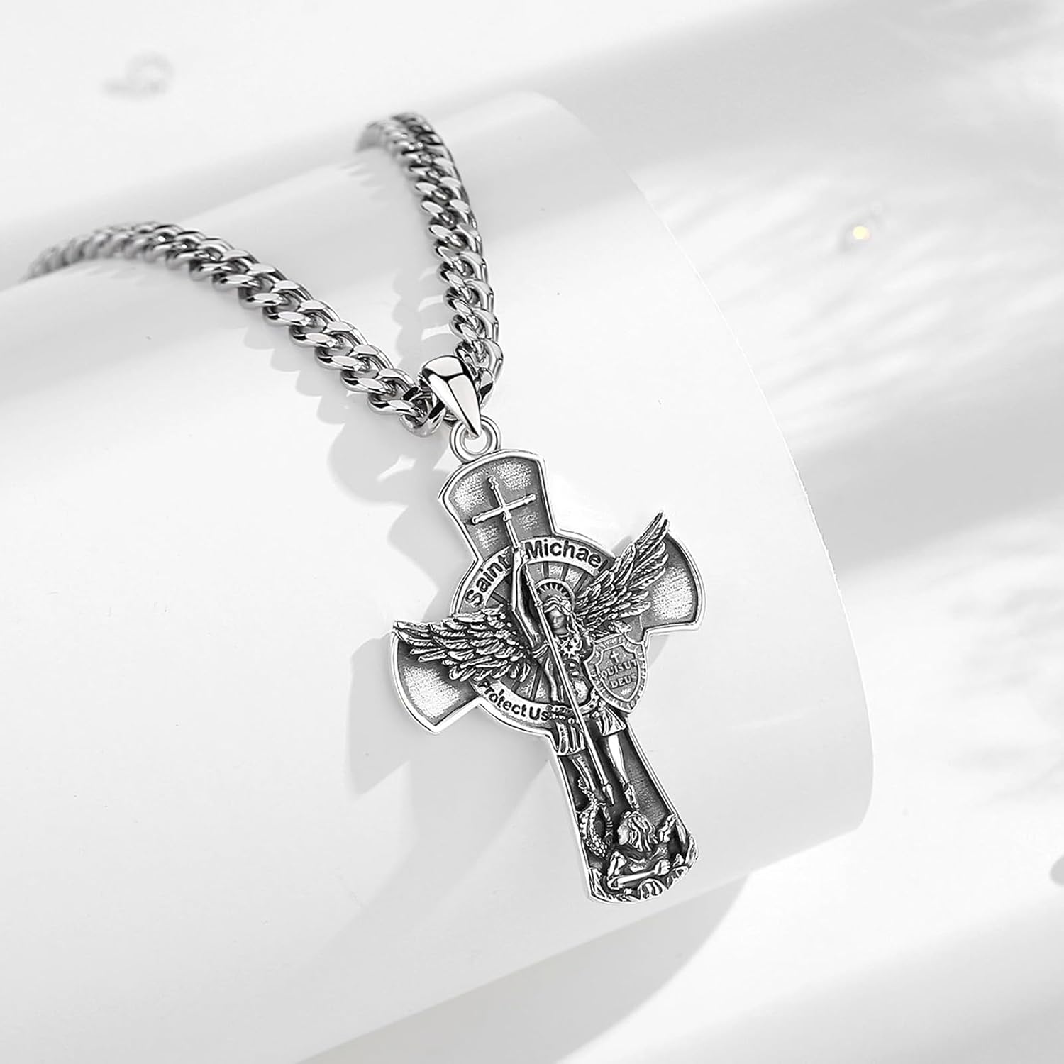 INFUSEU 925 Sterling Silver Religious Protection Medal for Men Women Meaningful Christian Catholic Jewelry - Image 2
