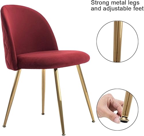 Miniatura 5 de ZHENGHAO Juego de 2 sillas decorativas de terciopelo para sala de estar, sillas tapizadas con respaldo de alas con patas doradas, sillas modernas de