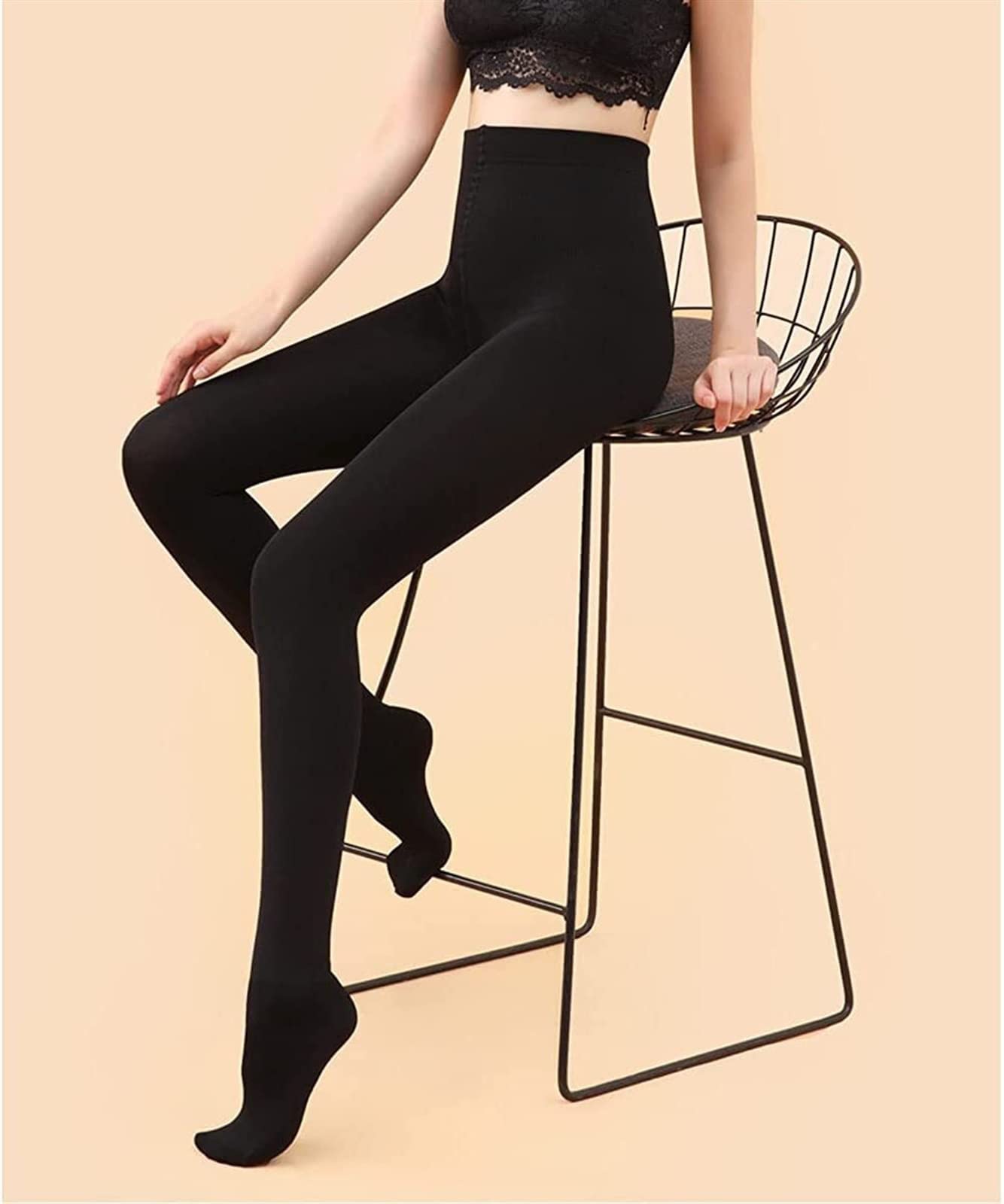 Collant da Donna Foderati in Pile Collant Termici Collant Invernali Caldi a Vita Alta Opachi con Collant a Piede Superiore con Controllo della Pancia (Color : Nude, Size : One Size) (Black1 One Size