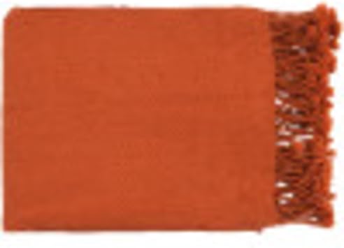 Artistic Weavers Tanner Solid Knit Hand Woven 100% Acrylic Pumpkin 50"W x 60"L Throw, Burnt Orange