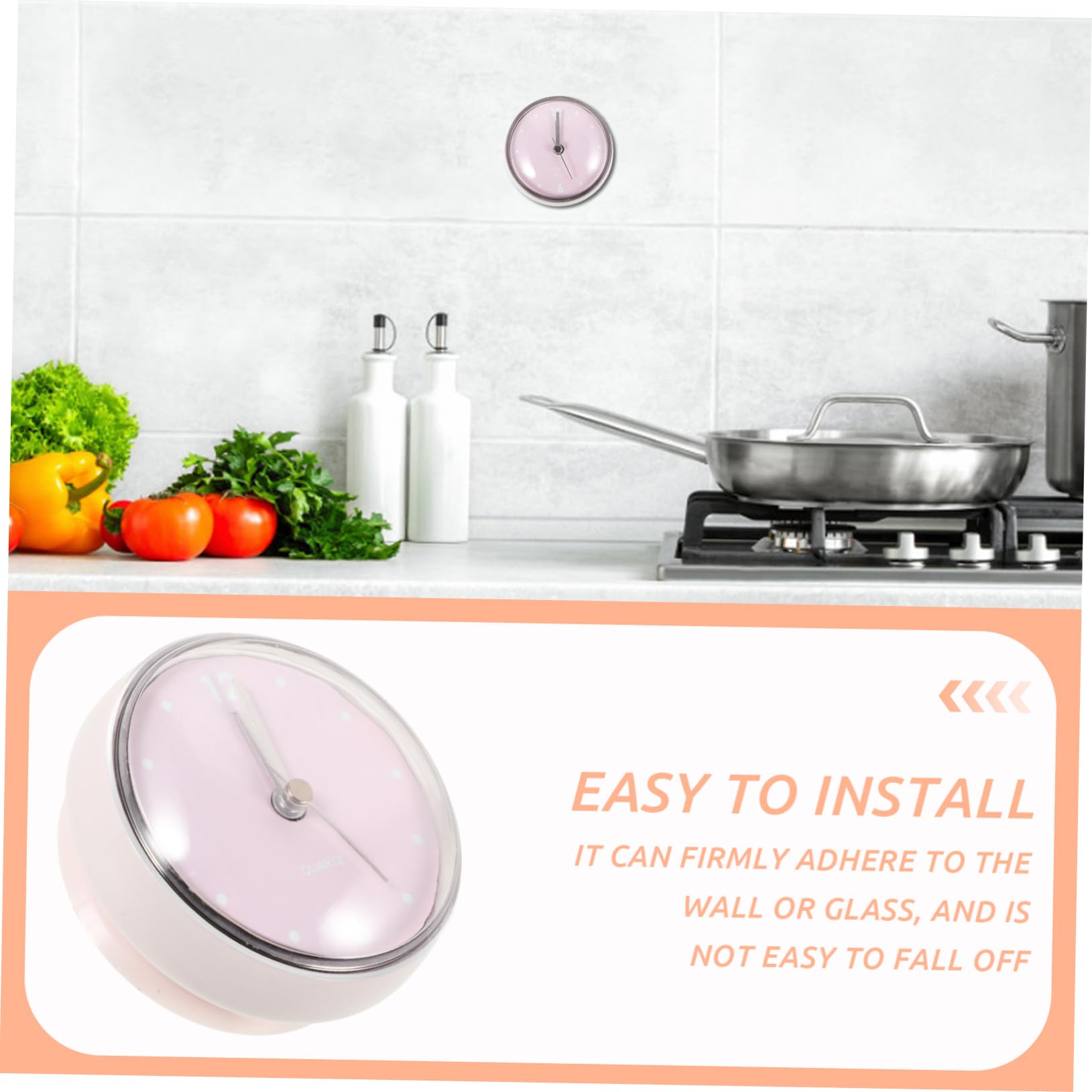 HOOTNEE 2pcs Modern Suction Cup Digital Clock Battery Operated Wall Clock for Bathroom Shower Kitchen Home Decor