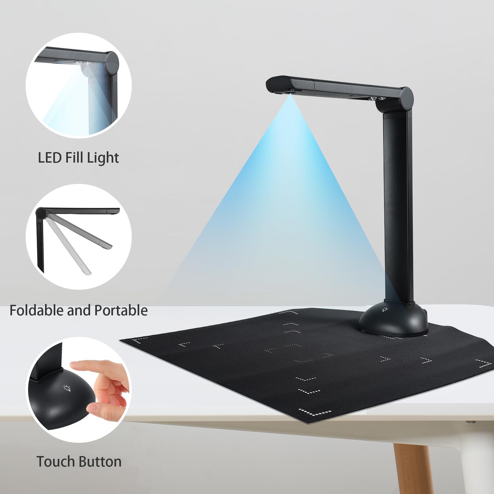 HD 16 megapikseli skaner książek do dokumentów z wypełnieniem LED, szybkie skanowanie, wielojęzyczne oprogramowanie OCR, port USB, kompatybilny z systemem Windows do dowodu osobistego, paszportowego