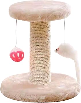Cat Post Scratcher, Climbing Tree Tower for animal, Sisal Scratch Pole, Durable Furniture Protector, Interactive Hanging Toy, Ideal for Indoor Floor Use in Apartments, Bed or Couch Training