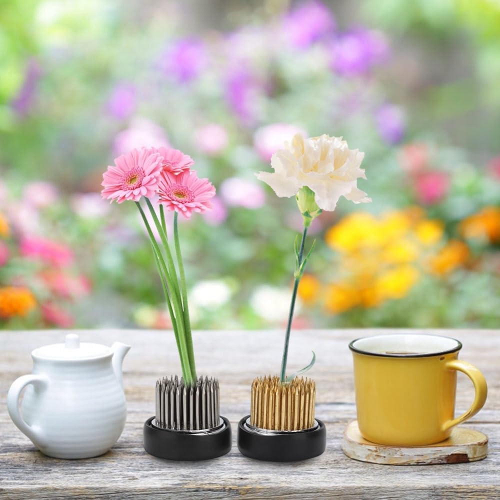 2 Pcs Round Kenzan Floral Arrangement Tool with 91 Needles 1.5x1.2in Lead Base for Ikebana Vase Home Decor Beginners