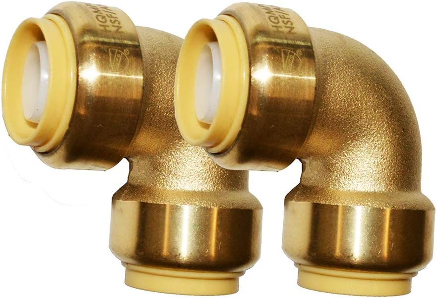HQMPC PushFit Elbow 90-Degree -PEX Fitting 1/2" 90 Degree Elbow Push-to-Connect Plumbing Fitting for Copper, PEX, CPVC (2pcs 1/2")