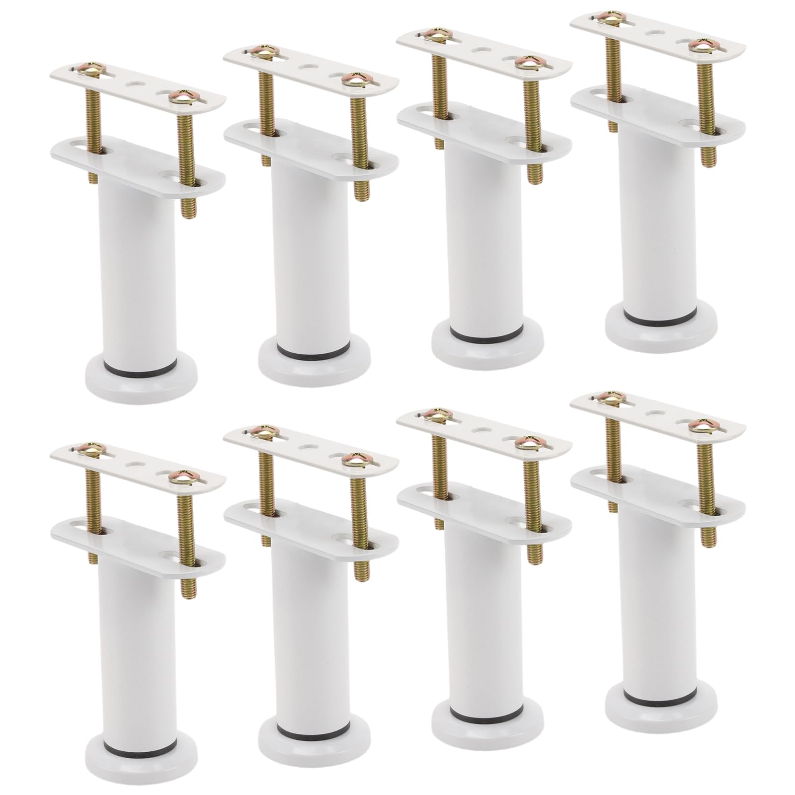 MAKTSAM 8 PCS 12-18 cm White Adjustable Bed Support Legs, Metal Retractable Furniture Legs with Nuts, Bolts,Bed Center Frame Slat for Cabinet, Sofa, Bed