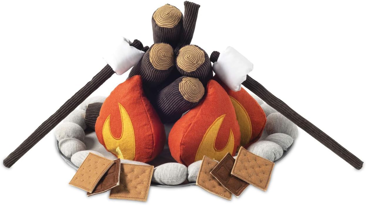 MindWare Oh So Fun Plush Campfire Set, Pretend Camping Playset with Soft Fire Pit and S’Mores Accessories for Imaginative Indoor Play, Kids Ages 3+, Pretend Play Gift for Kids