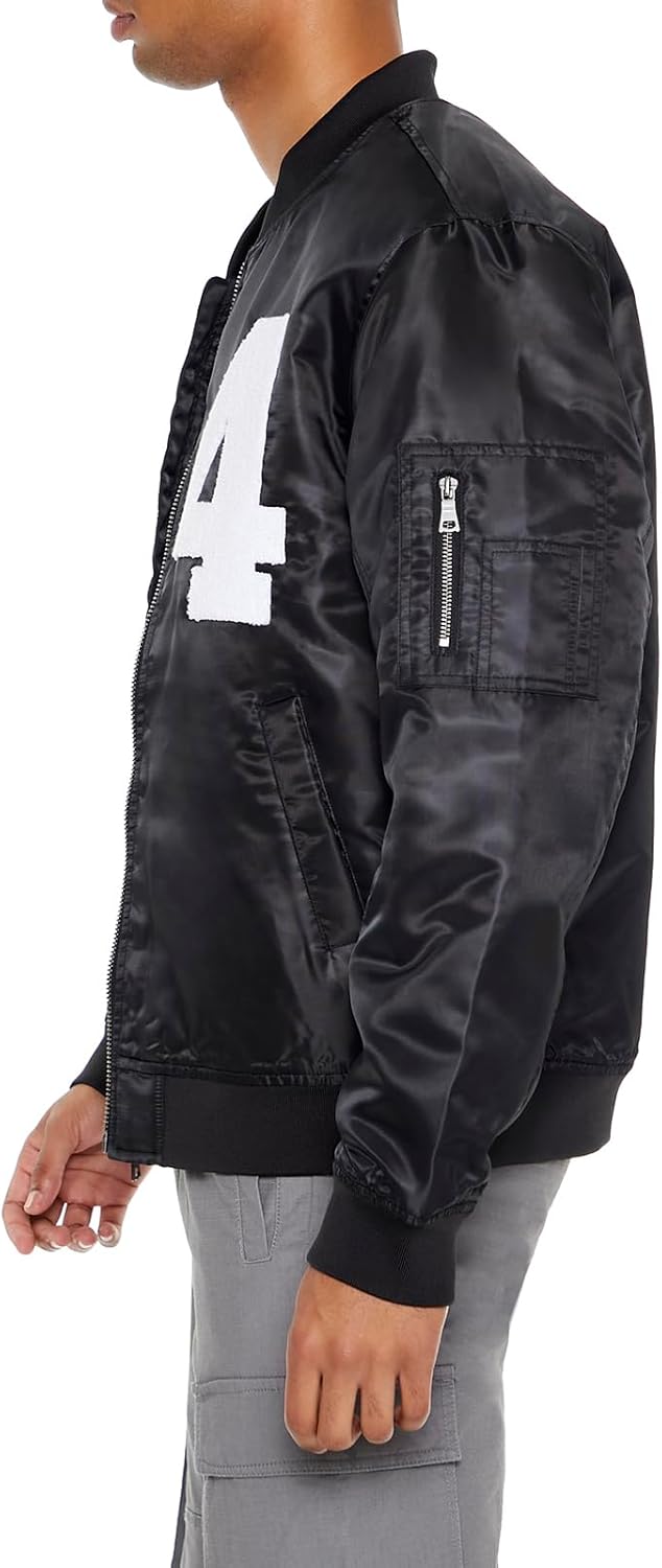 Forever 21 Men's 84 Chenille Patch Bomber Jacket