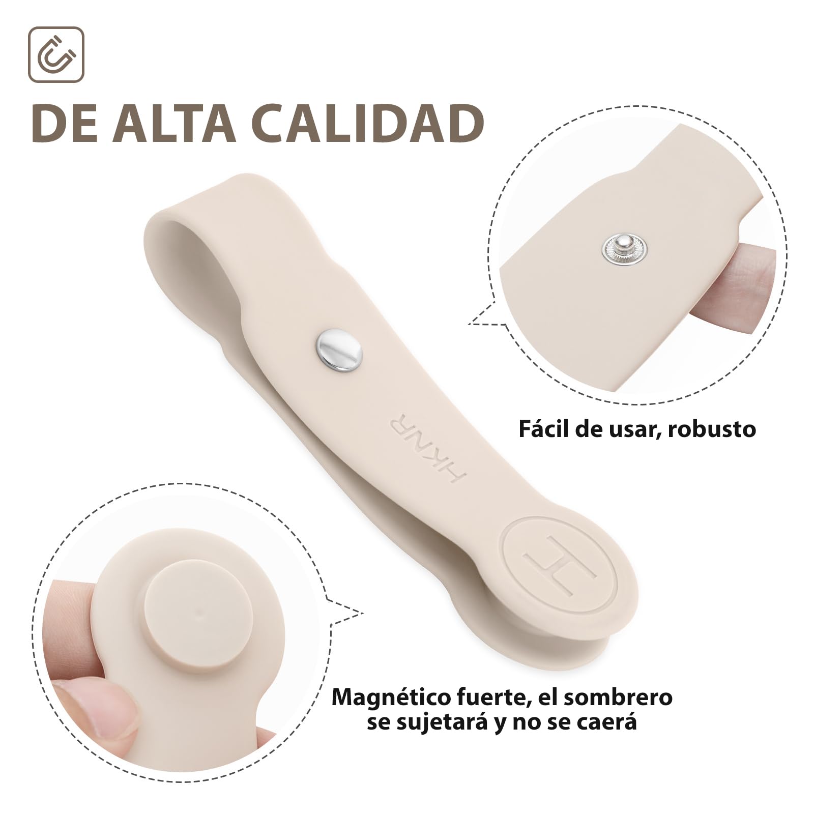 Clip De Sombrero De Viaje, Clip De Sombrero Magnético Fuerte, Adecuado para Bolsas De Viaje, Mochilas, Maletas, Billeteras, Bolsos, Manos Libres Accesorios De Viaje De Sombrero (Beige)