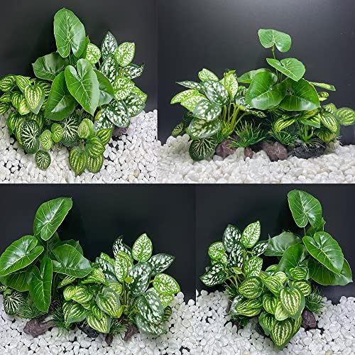 Smoothedo-Pets Fish Tank Decorations Aquarium Decor Ornaments Betta Silk Leaf Pad Hammock Artifical Rock Cave Goldfish Bwowl Accessories Driftwood (Mix-Leaf-Set-C) — view 6