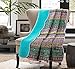 Stitching Reversible Floral Patchwork Quilted Throw Blue Jacquard