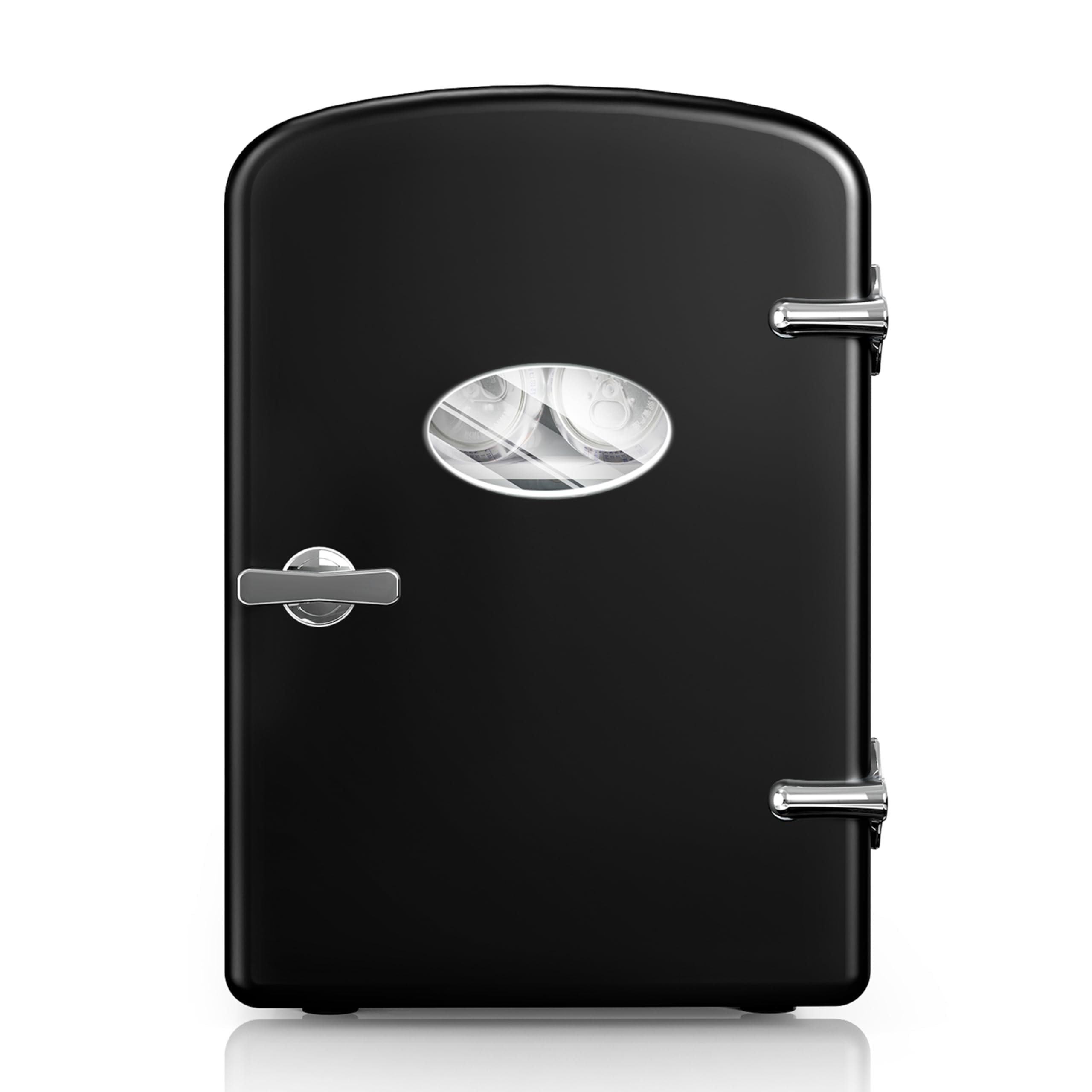 YSSOA 6L 8 Cans Compact Mini Fridge, Warmer and Cooler Portable Refrigerator with Observation Window, Freon-Free & Eco Friendly, Black