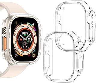 Cover Smart Case compatible with Apple Watch Ultra, Hard PC Frame, Silicone Shell, Ultra Slim Protective, Transparent, Unisex (Transparent)