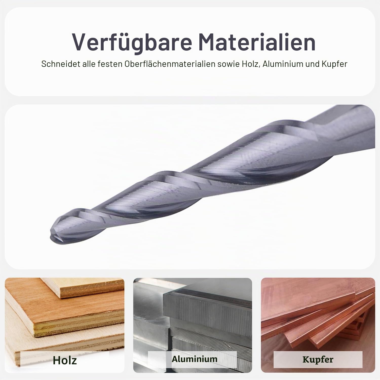 SpeTool Kugelkopffräser Konische Fräser CNC 2 Flöten 1,5 mm Radius Gravierfräser 6mm Schaft mit TiAlN Beschichtung VHM Schaftfräser für Oberfräse 2D und 3D Gravur