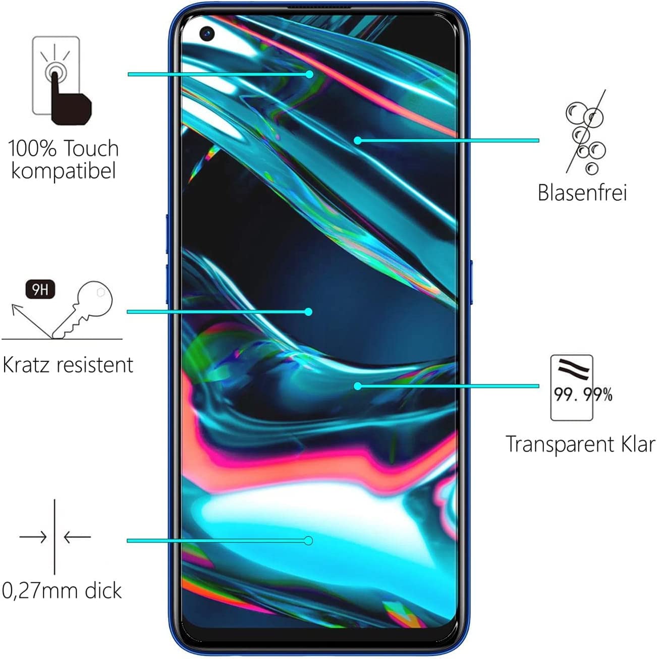 Pellicola Protettiva In Vetro Temperato 9H Per Realme 7 Pro – Numerva (Trasparente)