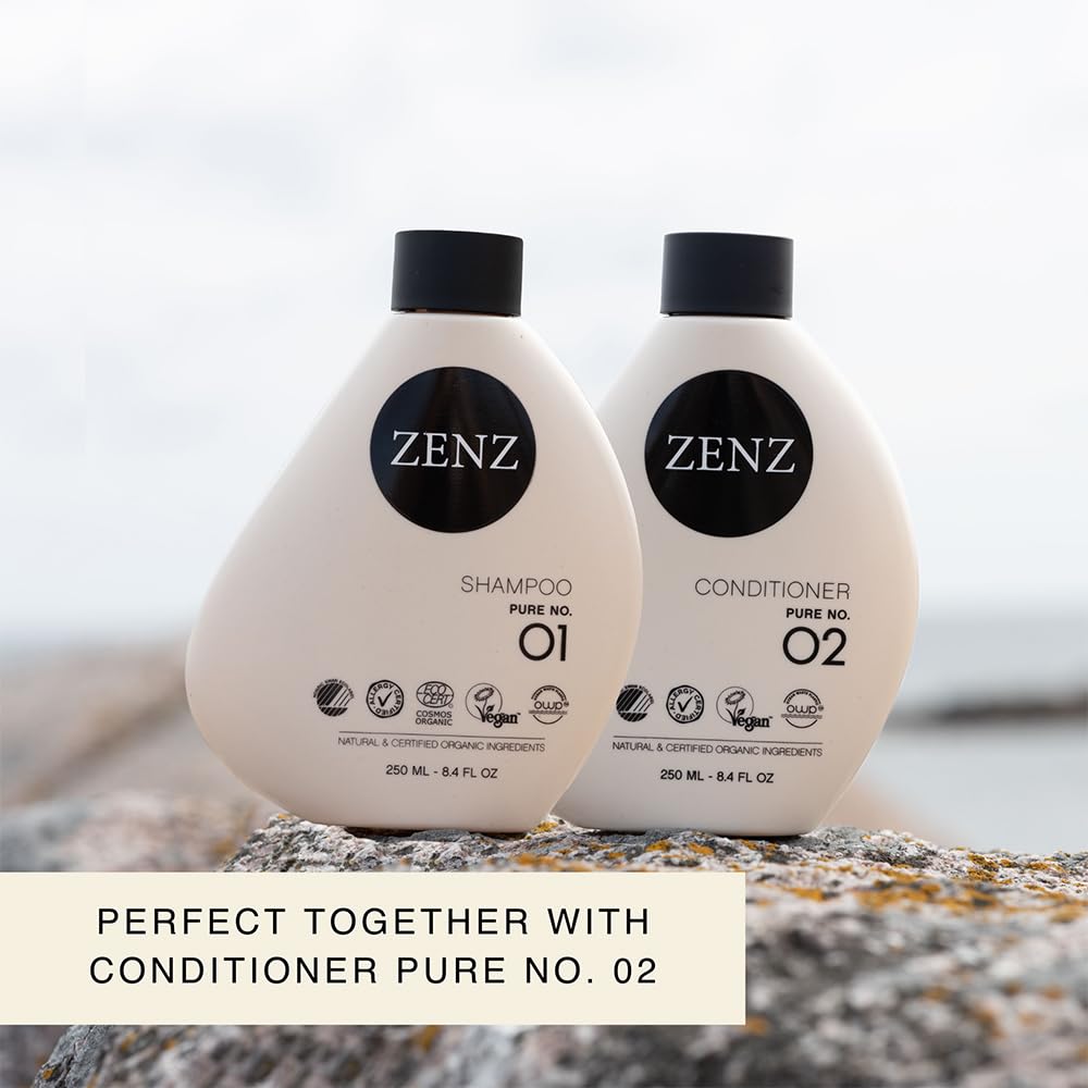 ZENZ | Shampoo | Puro n. 01 | 250 ml | Senza profumo | Aloe Vera, acqua di cocco biologica e olio di avocado | Crea volume e aggiunge umidità | Tutti i tipi di capelli