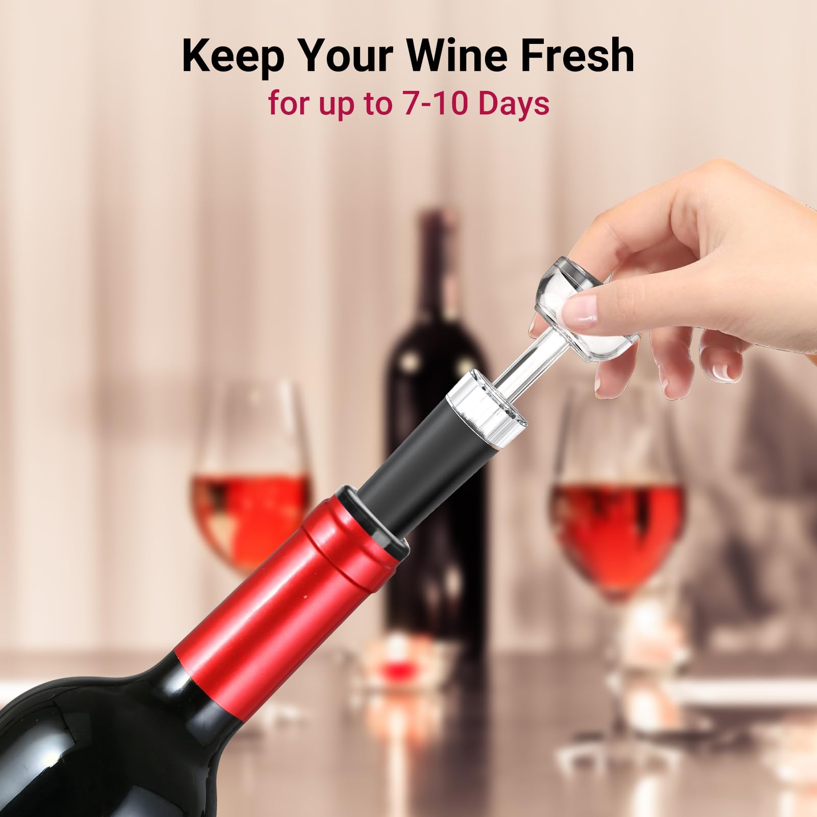 Todeco Set de Vino Eléctrico, Sacacorchos USB-C con Aireador y Tapón