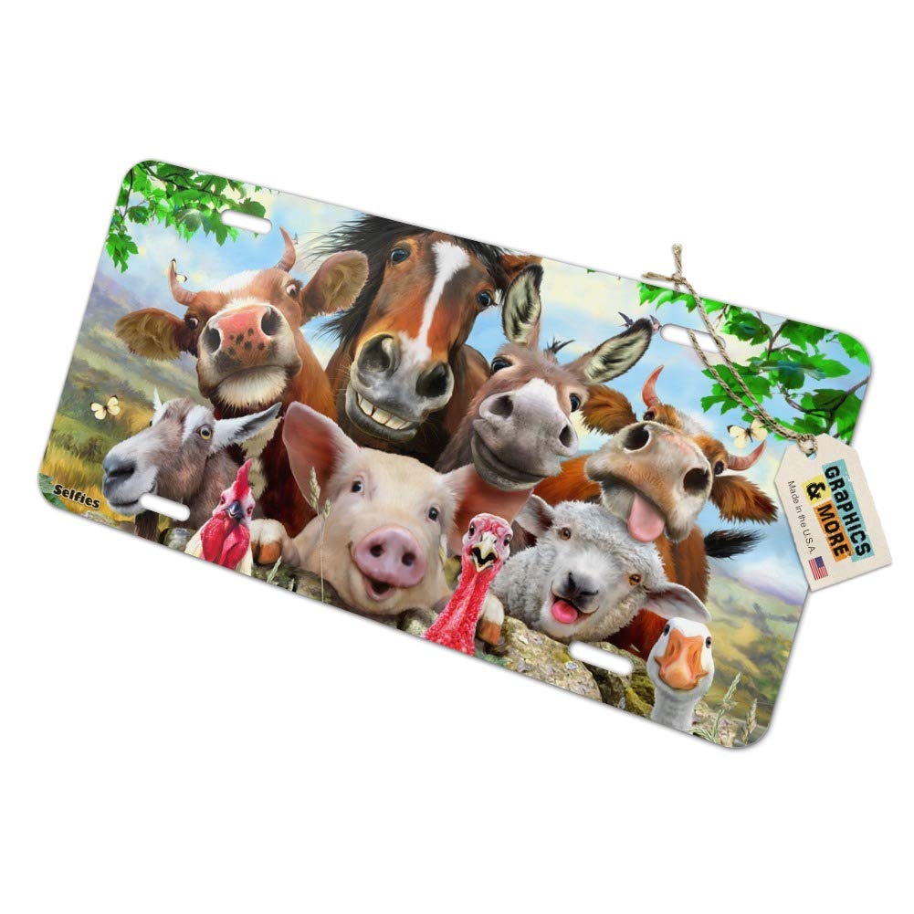 GRAPHICS & MORE Farm Selfie Horse Pig Chicken Donkey Cow Sheep Novelty Metal Vanity Tag License Plate
