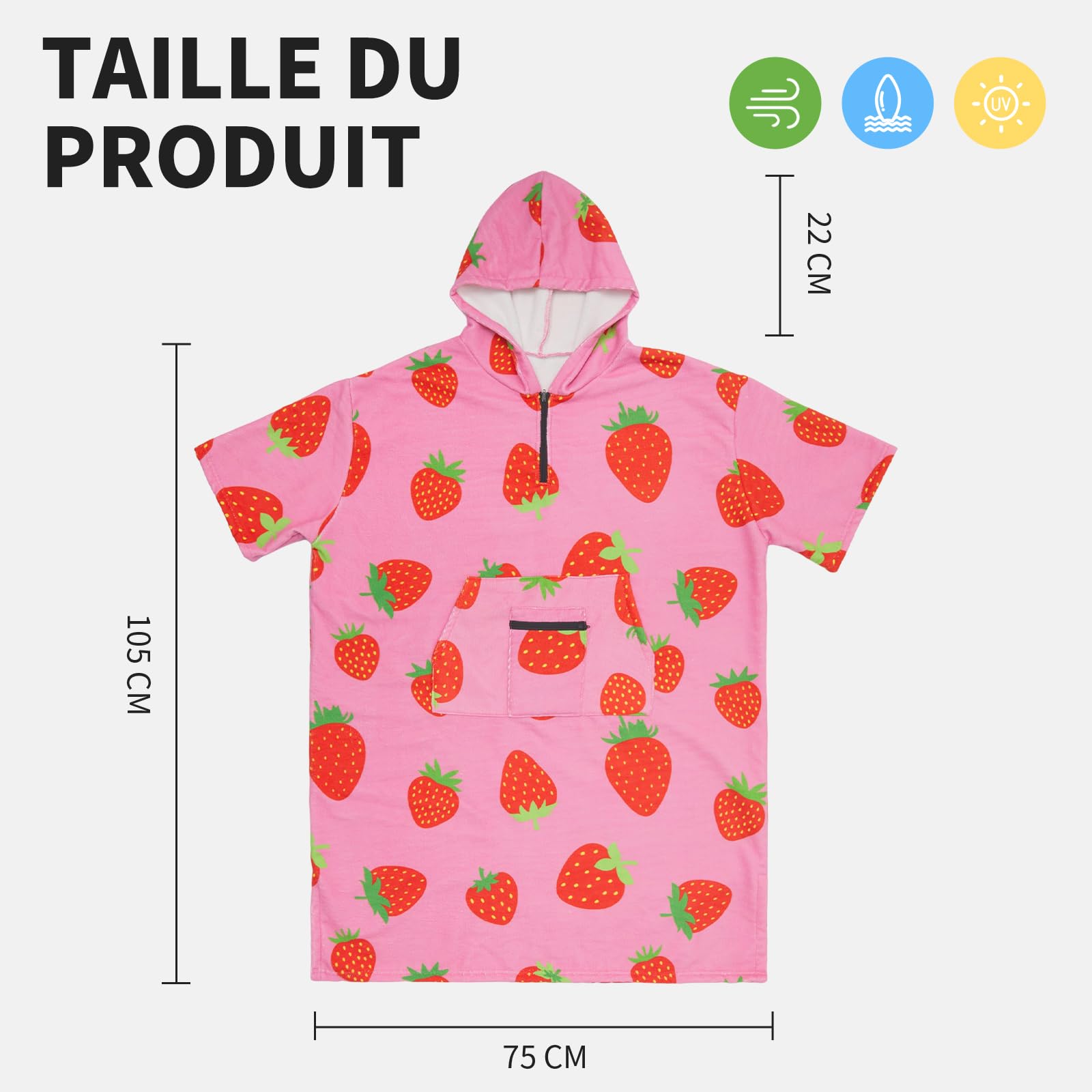 OLAOLA Poncho de Surf Adulte Serviette Bain Capuche Poche Séchage Rapide Plage Femmes Hommes