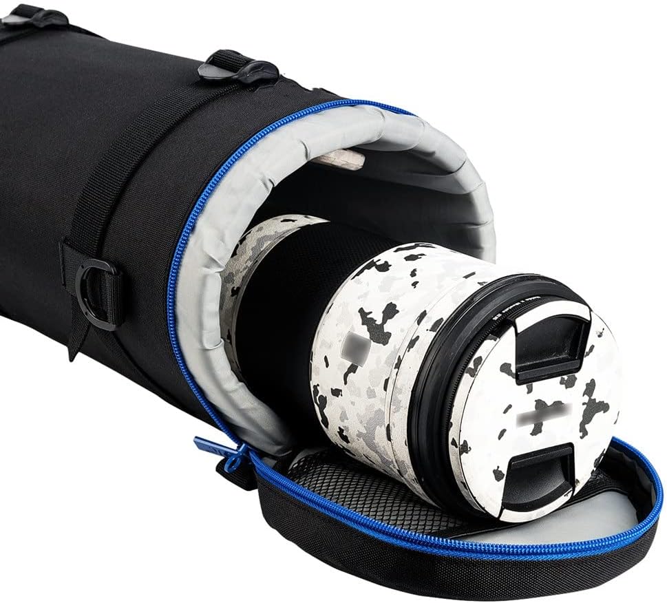 Portable Camera Lens Bag Pouch Case for FE 200-600mm F/5.6-6.3 G OSS Shoulder Backpack SLR (Color : As shown, Size : One size) (Blue One size)
