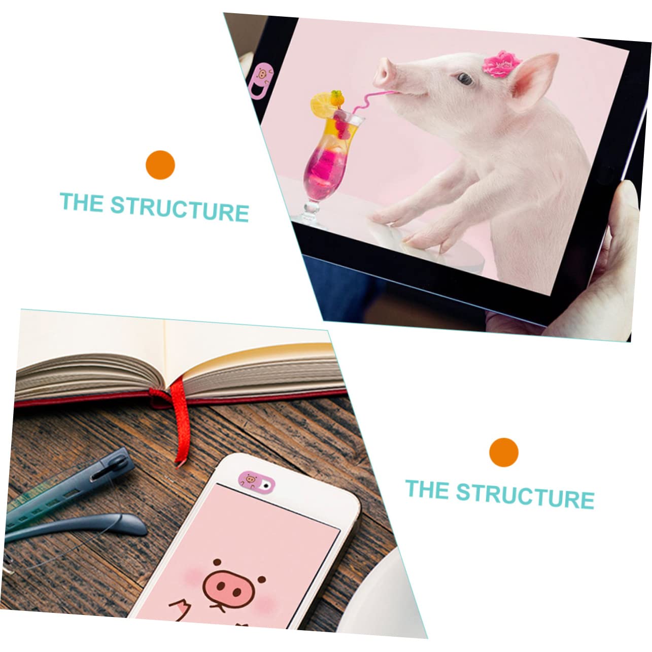 Cubierta Protectora Deslizante para Cámara Web Abs Rosa 3 Piezas | Portátil y Tableta, Apertura y Cierre por Deslizamiento, Diseño Patrón de Cerdo