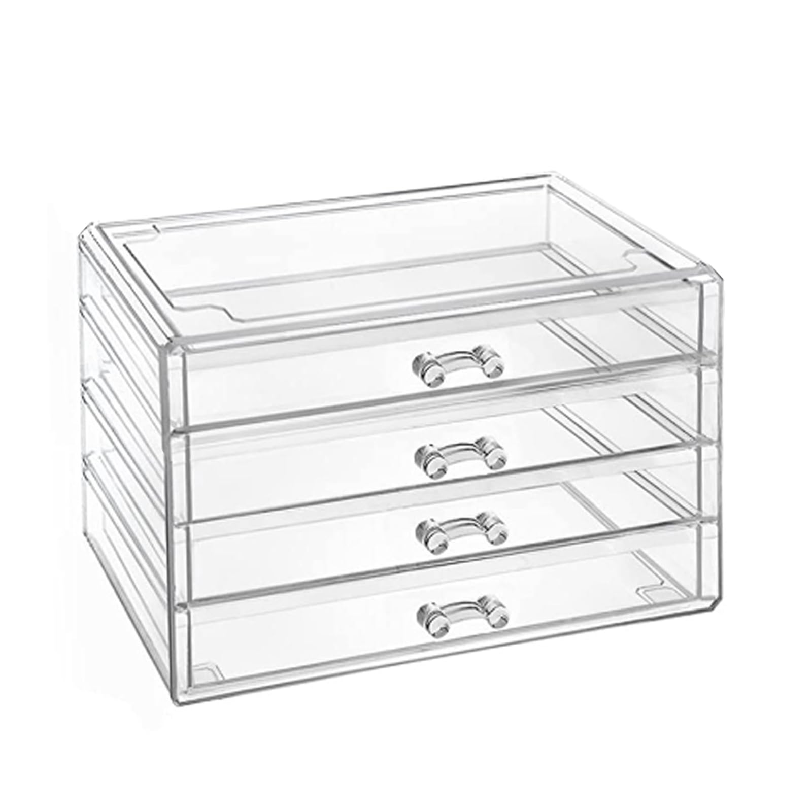 Transparenter Acryl Make-up-Organizer Mit 4 Fächern & Staubschutz – 27,9 X 8,9 X 21,6 Cm, Für Pinsel & Kosmetik