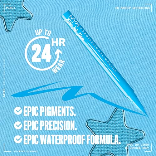 Image of NYX PROFESSIONAL MAKEUP Epic Ink Liner, Waterproof Matte Liquid Eyeliner with Vegan Formula - Vintage Baby (Baby Blue)