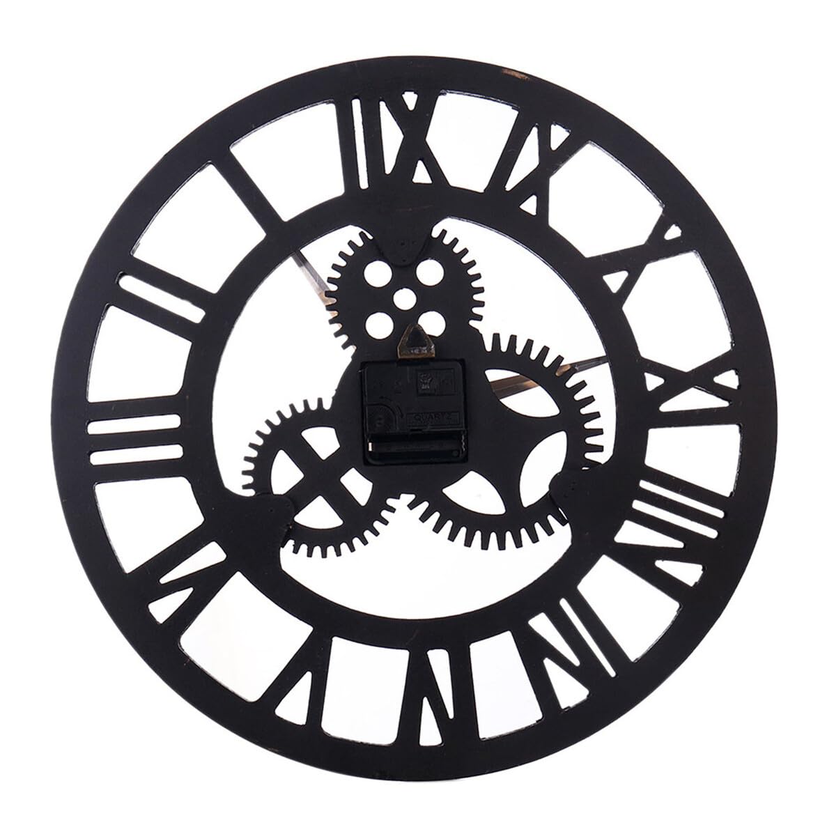 DOITOOL Reloj de Pared Vintage de Madera Engranaje 3D, 40 Cm | Números Romanos Retro, Movimiento de Cuarzo Ultra Silencioso, Estilo Industrial para Hogar y Oficina
