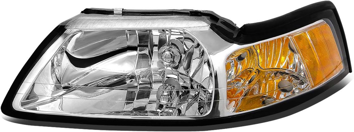 DNA MOTORING Factory Style Driver/Left Side Headlight Lamp Assembly Replacement Compitable with 99-04 FORD MUSTANG, OEM-HL-0013-L