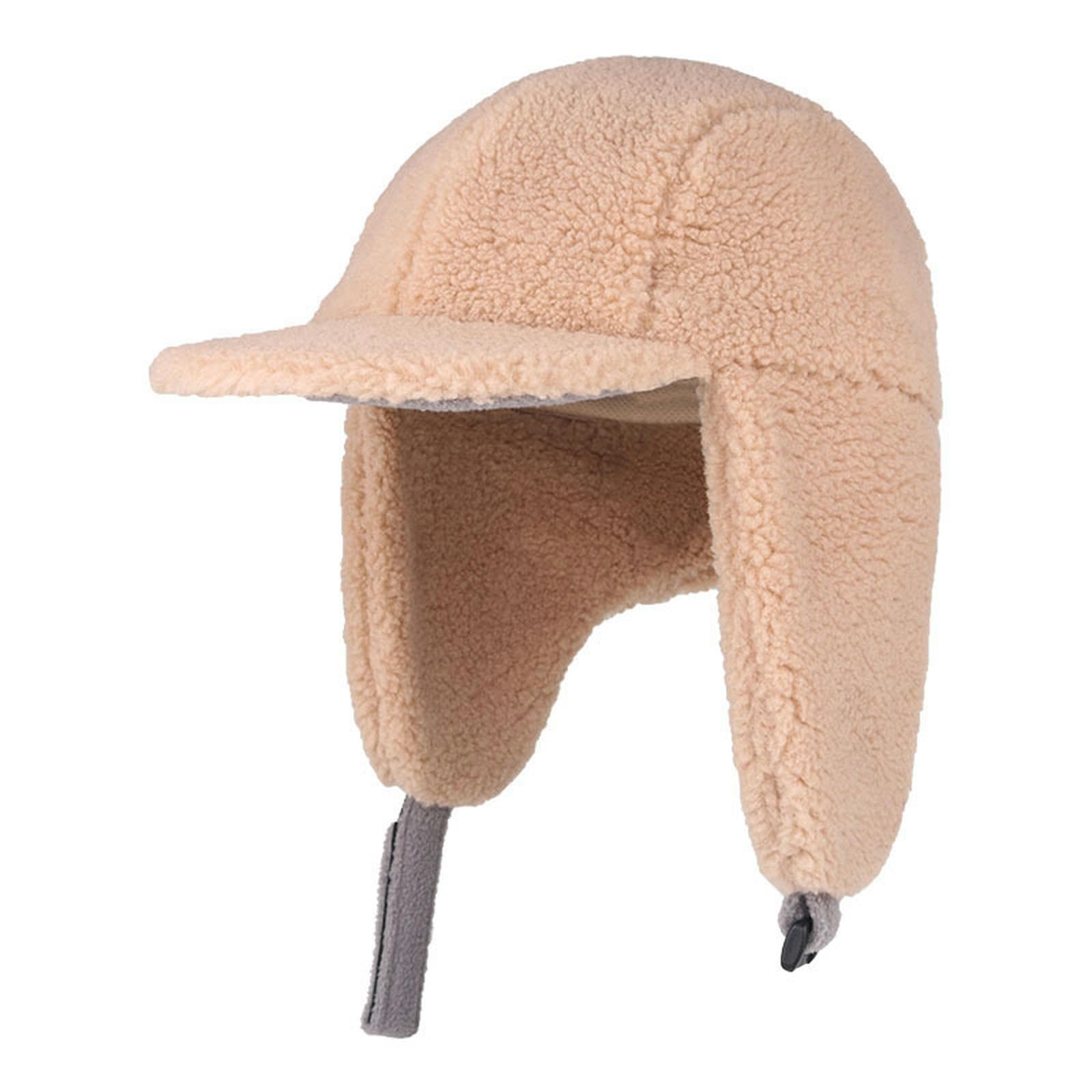 Gorro infantil contra el viento frío de franela suave caqui S