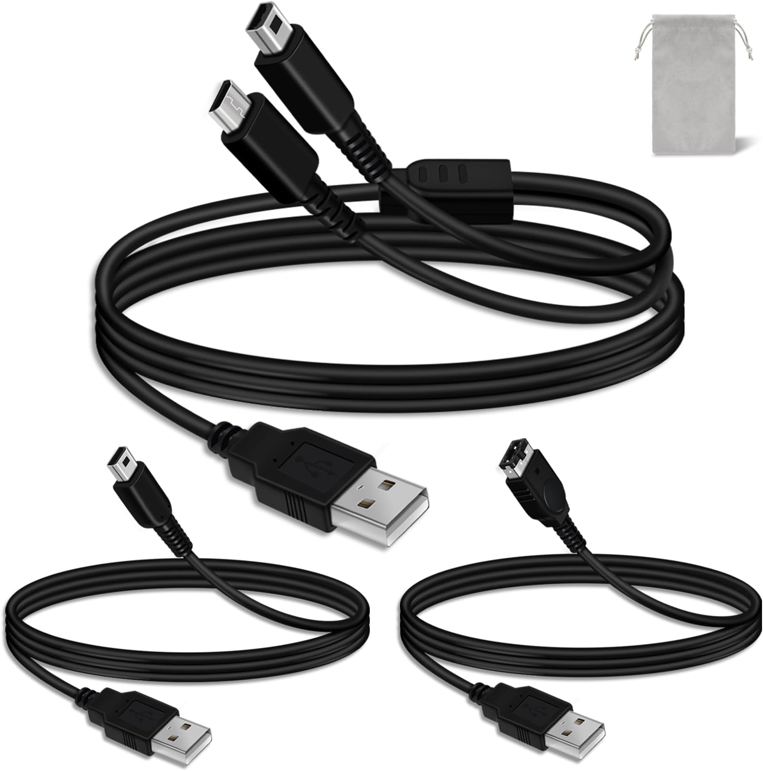 COMeap 3DS Charger Cable,3 Charging Cords with 3DS DS Lite and GBA SP Charger Cable for New Nintendo 3DS(XL/LL), 2DS(XL/LL), DSi,DS Lite,DS,GBA SP,Wii U Gamepad 4FT