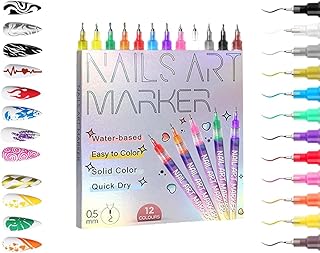 Nail Art Pens Kit, Quick Dry Nail Polish Pens in 12 Colors, Easy Art Markers for DIY Nails, Weddings and Creative Manicures