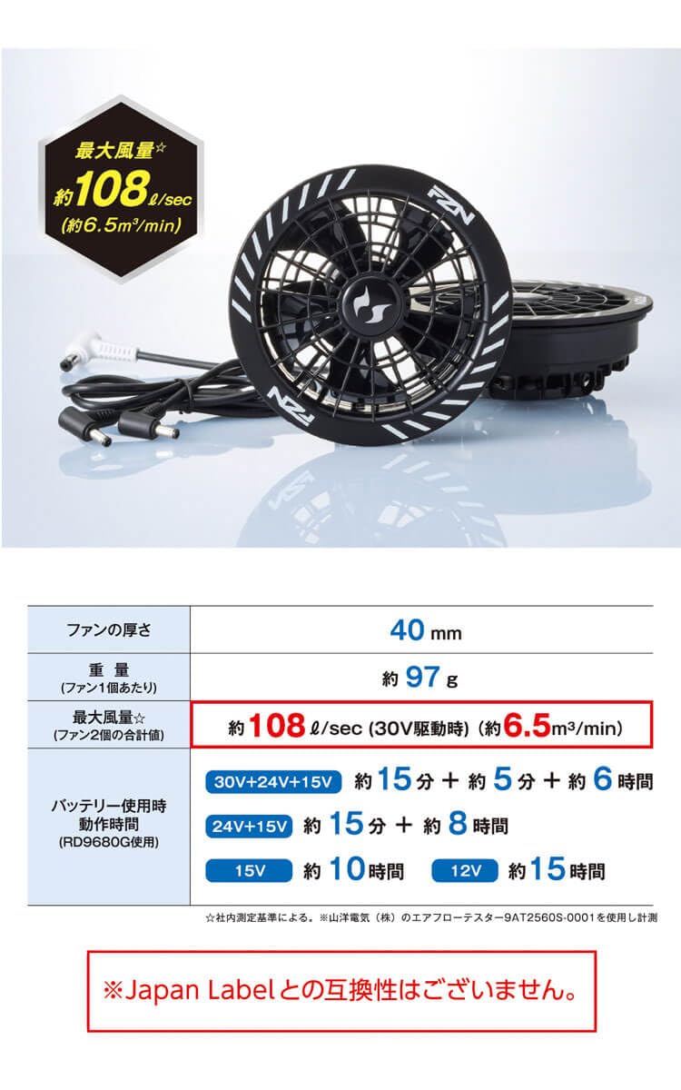 Amazon.co.jp: [サンエス] 空調風神服 30Vファンセット RD9630H