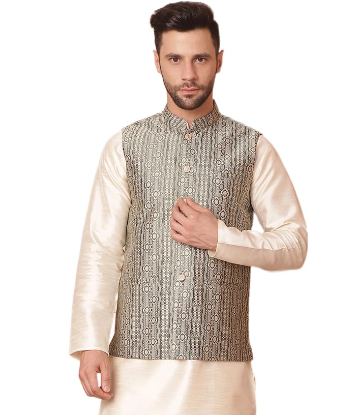 jompers Men's Woven Design Nehru Jacket-picture-10