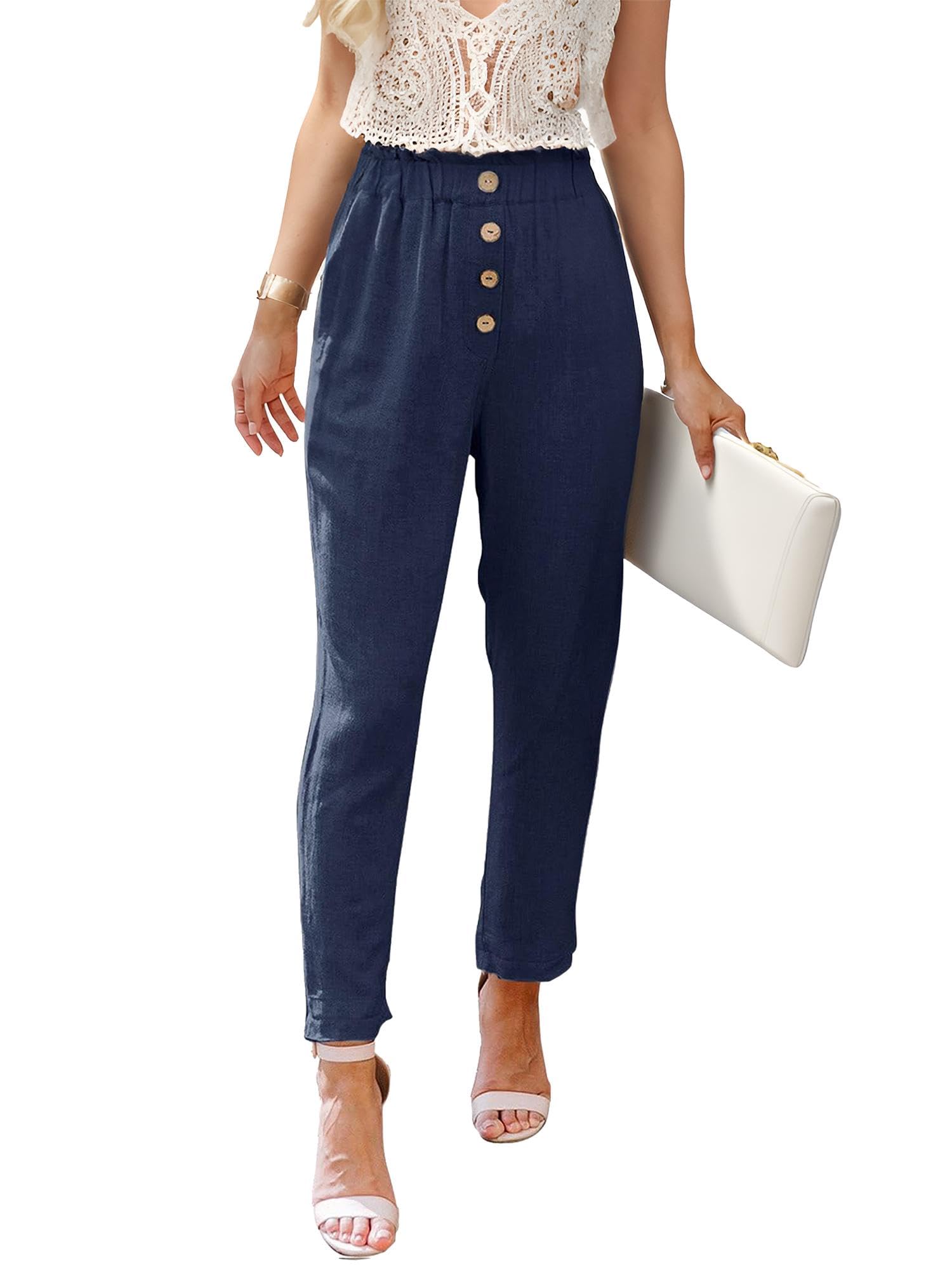 Womens Casual Cropped Workwear Tapered Pants