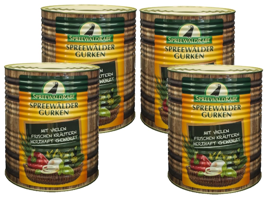 4 x Rabe Spreewälder Gewürzgurken 10 l Dose original und urwüchsig herzhaft (10 l Dose)
